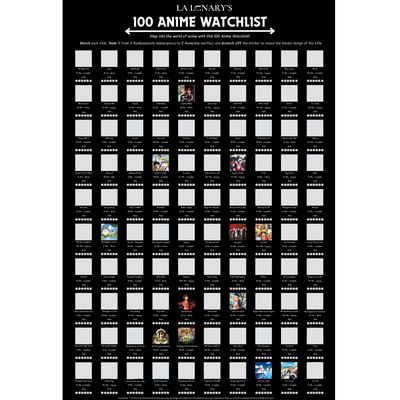 Top 100 Anime Watchlist Scratch-Off Calendar