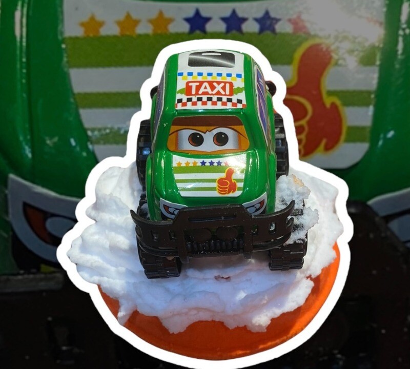 Bath Bomb with Bubble Frosting and Toy Topper
