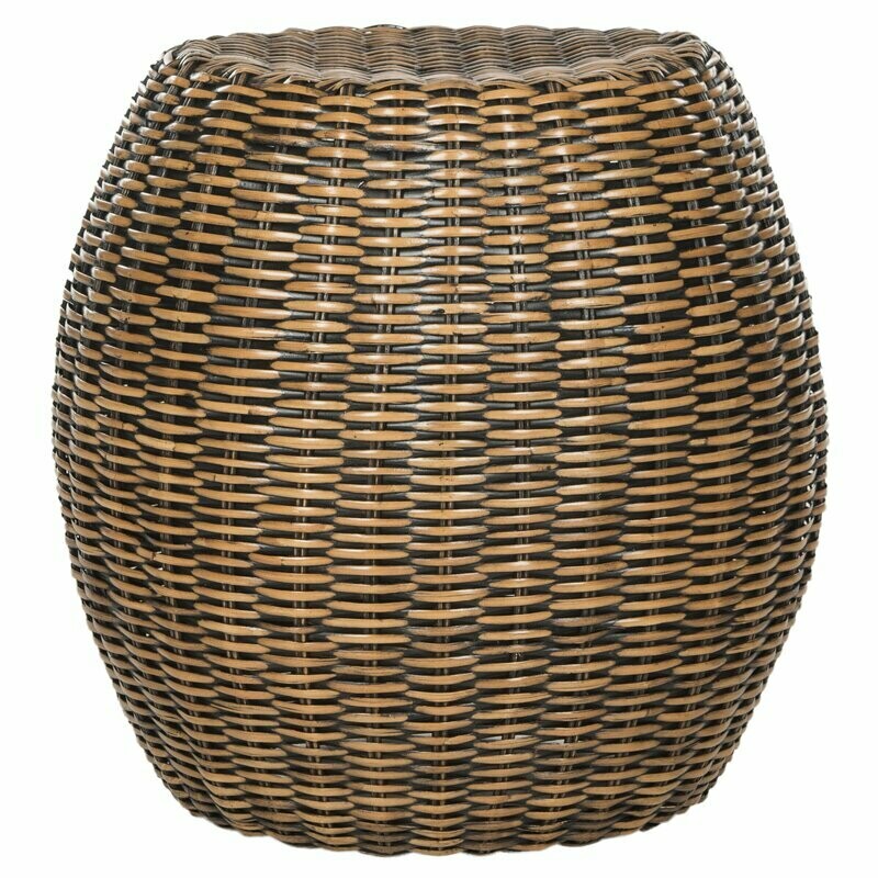 Rattan Drum End Table