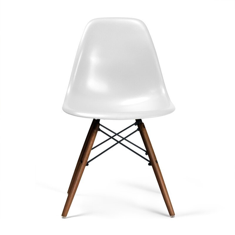 Midcentury Eames Style Side Chair in White