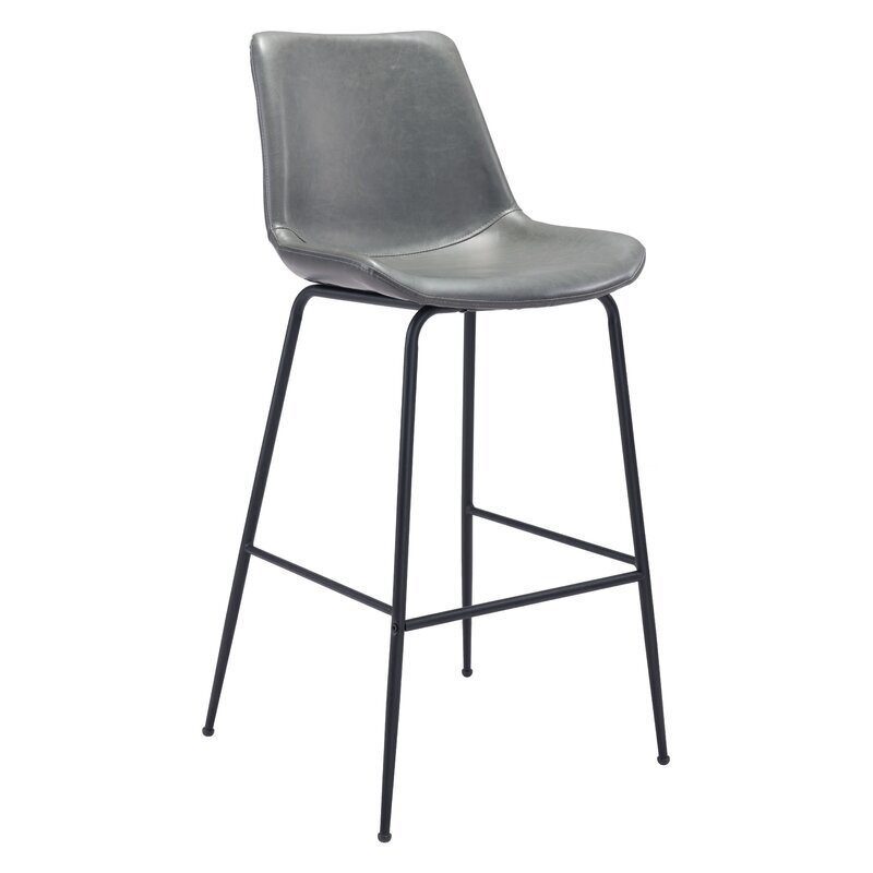 26.5&quot; Faux Leather Counter Barstool in Gray (Set of 2)