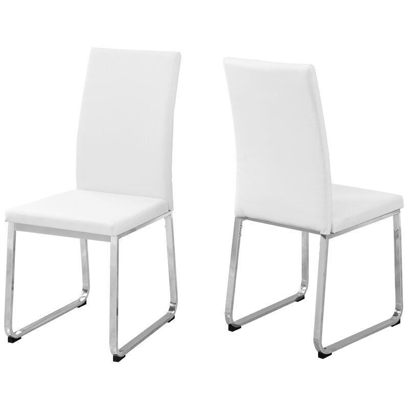 Upholstered Side Chair in White Faux Leather (Set of 2)