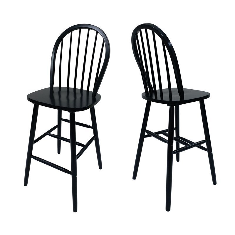 29&quot; Rubberwood Barstool in Black (Set of 2)