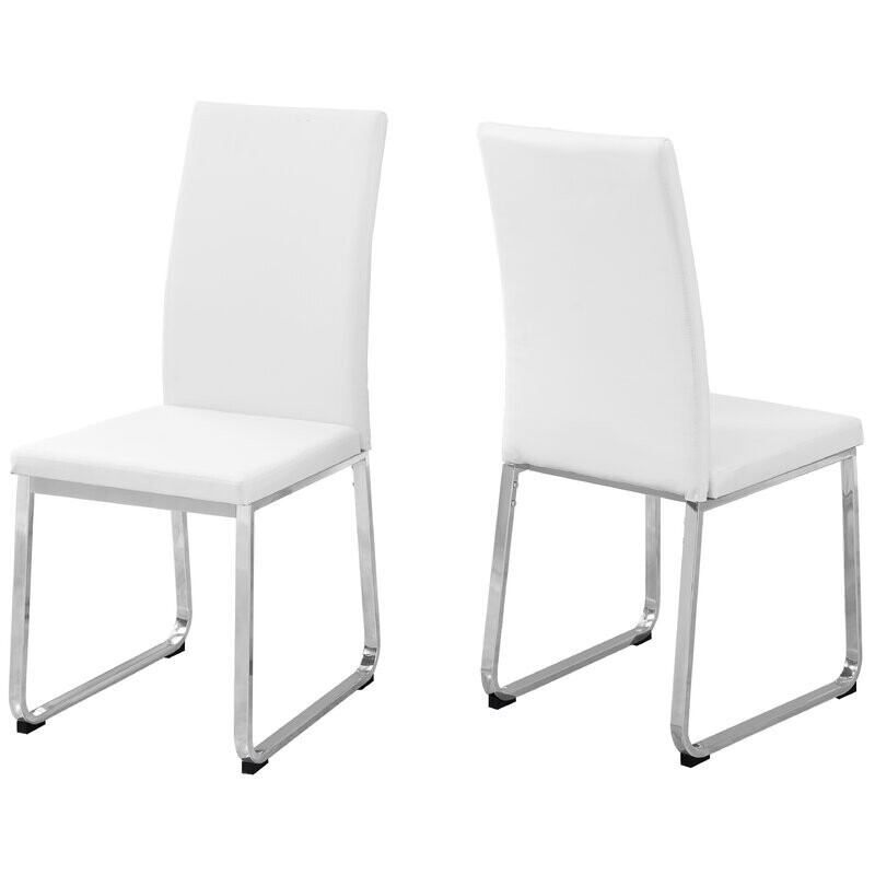 Upholstered Side Chair in White Faux Leather (Set of 2)