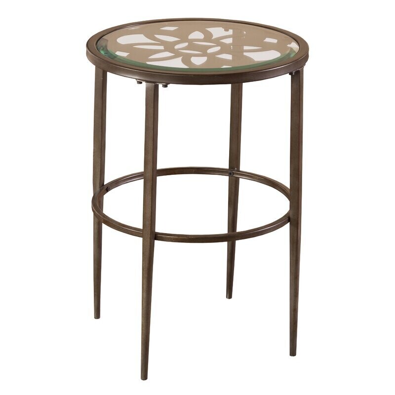 Glass Top Metal Design Accent Table