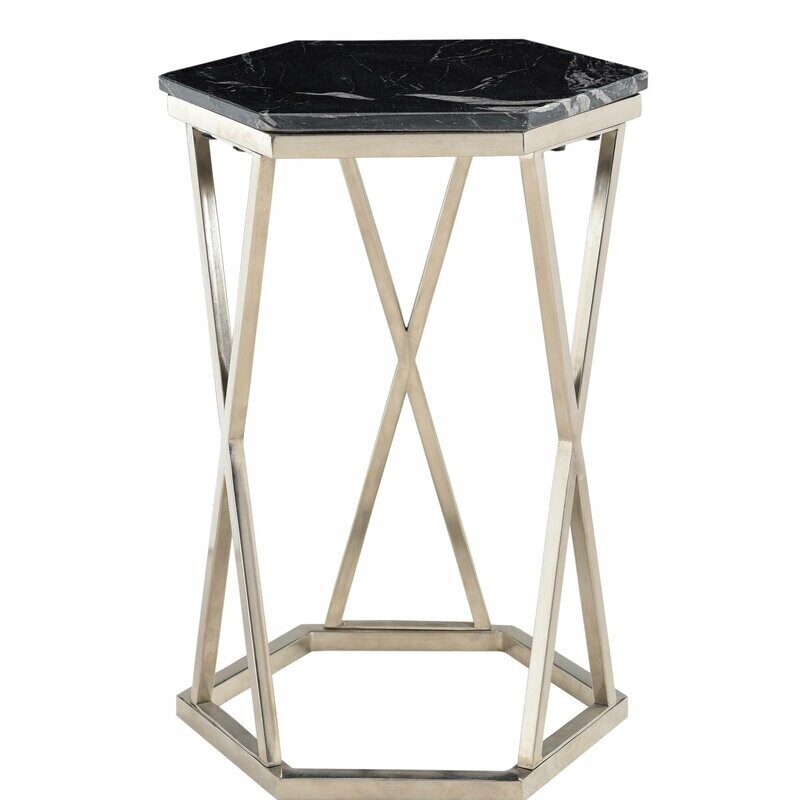 Genuine Black Marble Top End Table