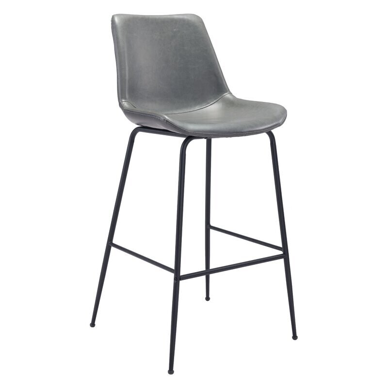 26.5&quot; Faux Leather Counter Barstool in Gray (Set of 2)