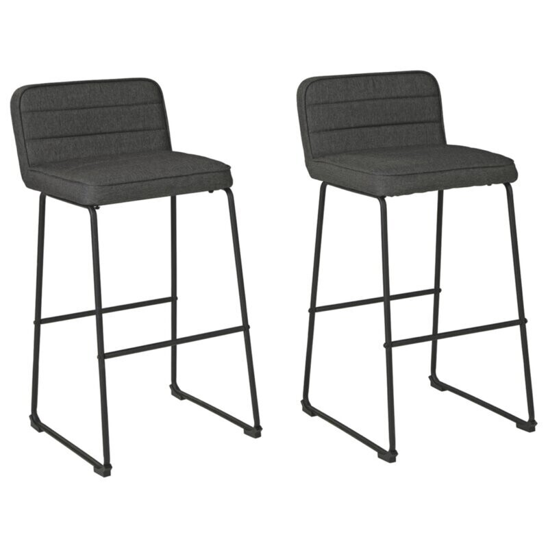 30&quot; Channel Tufted Barstool in Dark Gray/Black (Set of 2)