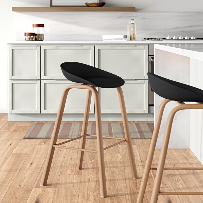 30&quot; Julius Modern Barstool in Black/Tan (Set of 2)