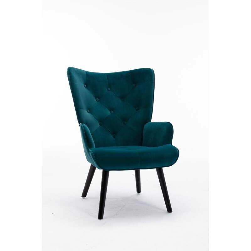 27.5&quot; Wide Tufted Velvet Wingback Chair in Teal