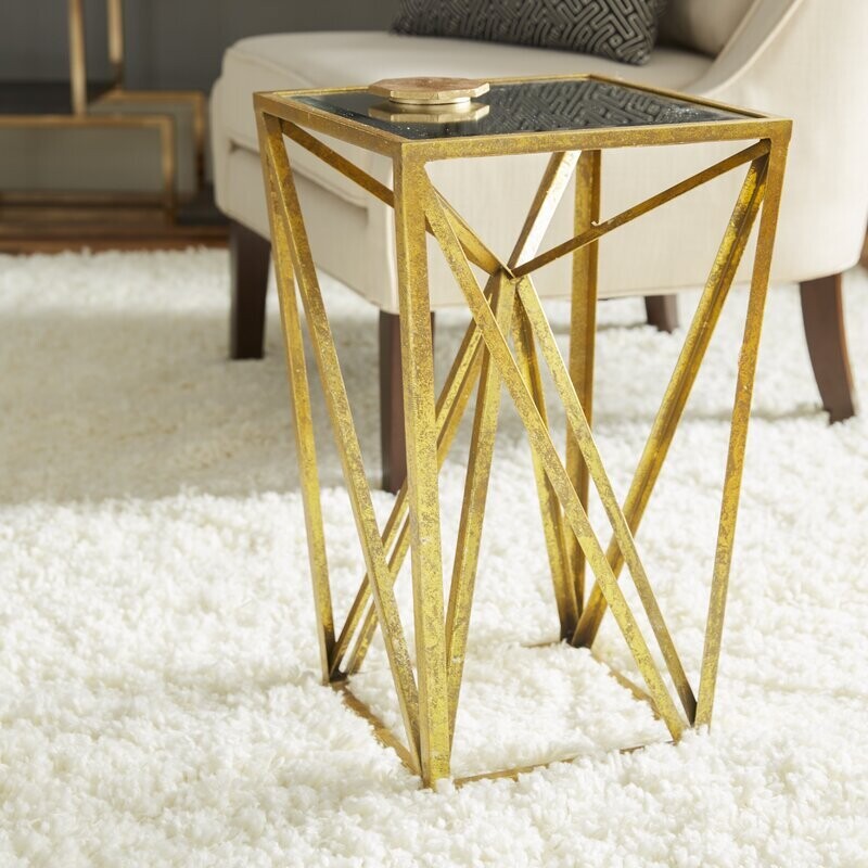 Gilded Frame End Table with Mirrored Top