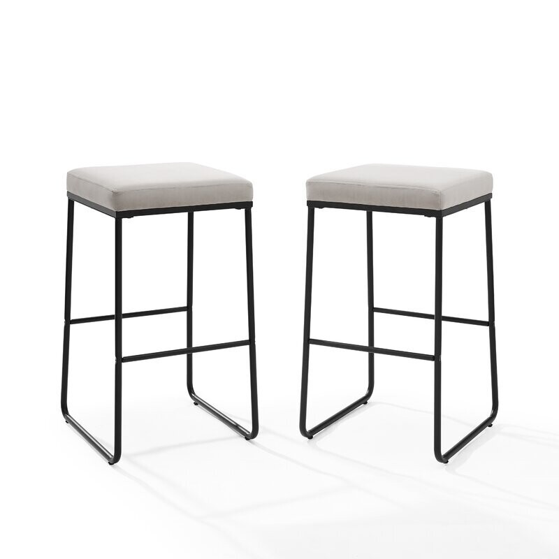 30&quot; Modern Backless Bar Height Barstool in Light Gray/Black (Set of 2)