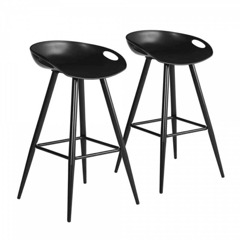 27.6&quot; Modern Barstool in Black (Set of 2)