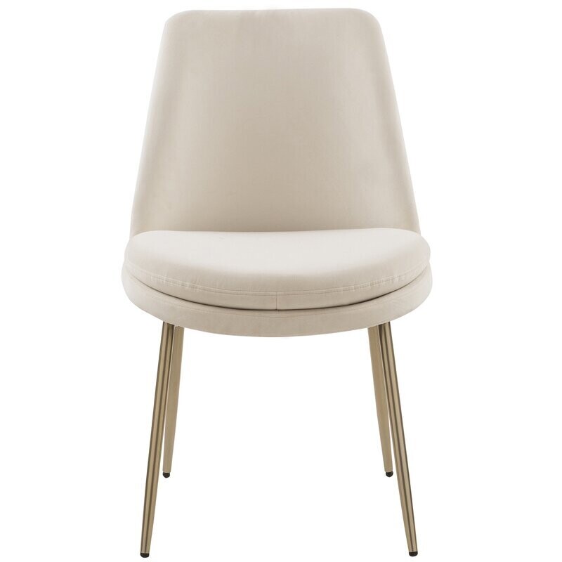 Glam Velvet Upholstered Side Chair in Beige/Gold (Set of 2)