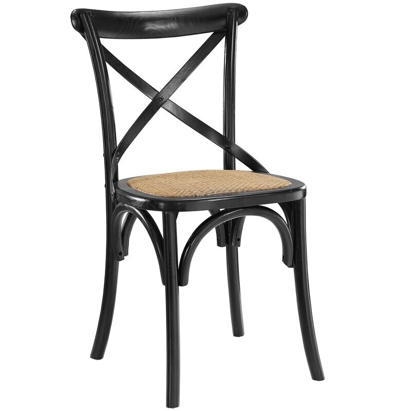 Cross Back Wood Side Chair in Black (Set of 4)