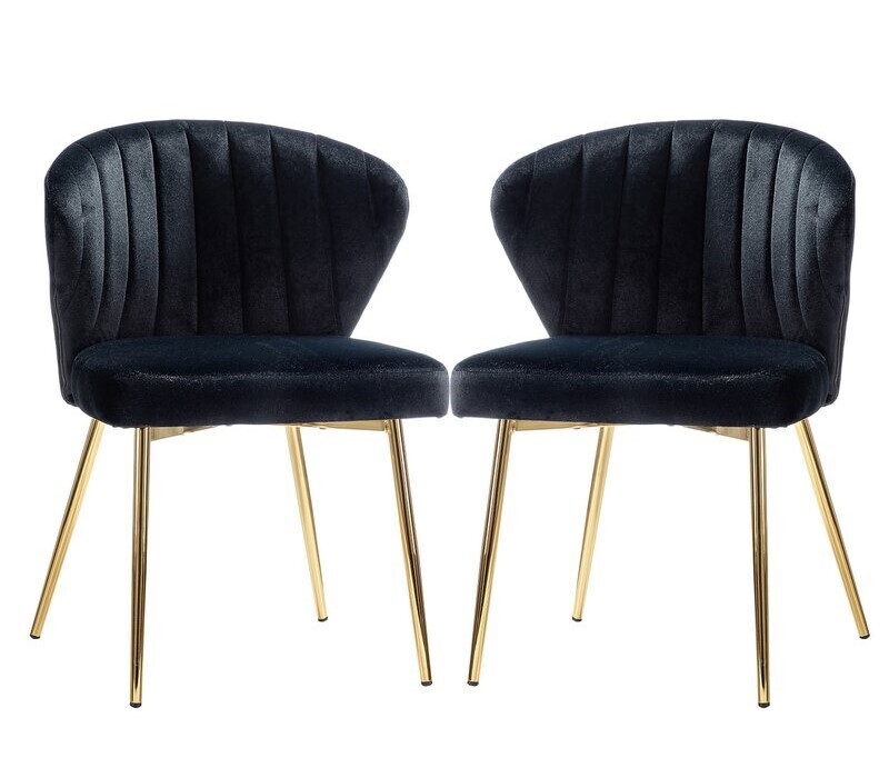 20&quot; Wide Channel Tufted Velvet Side Chair in Black (Set of 2)