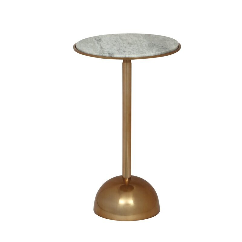 Modern Glam Aluminum Accent Table With Marble Top