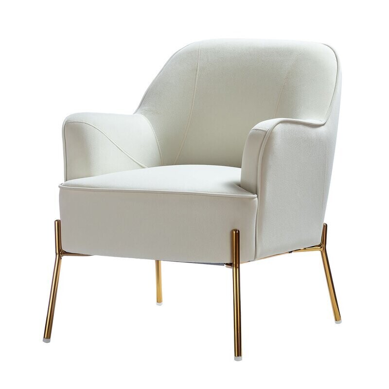 26&quot; Wide Modern Velvet Armchair in Ivory