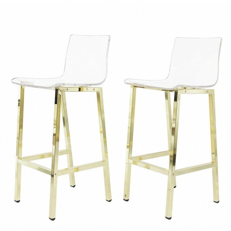 29&quot; Acrylic Barstool in Gold (Set of 2)