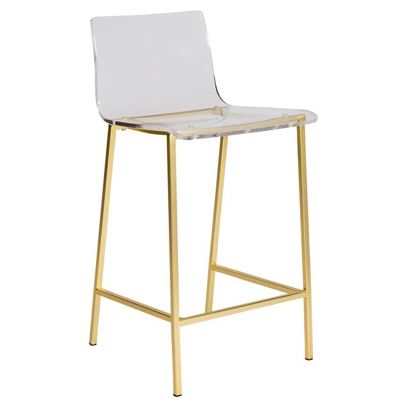 26&quot; Acrylic Barstool in Brushed Gold  (Set of 2)