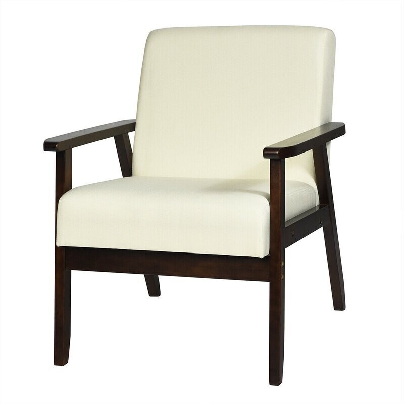 23&#39;&#39; Wide Wood Frame Armchair in Beige