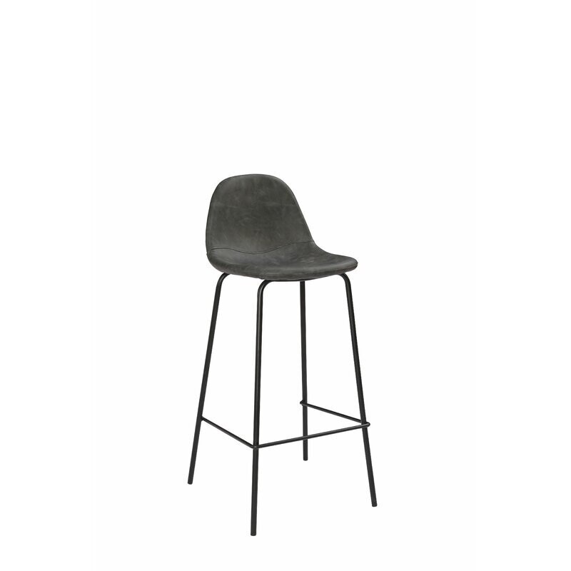 26&quot; Modern Faux Leather Counter Barstool in Gray/Black (Set of 2)