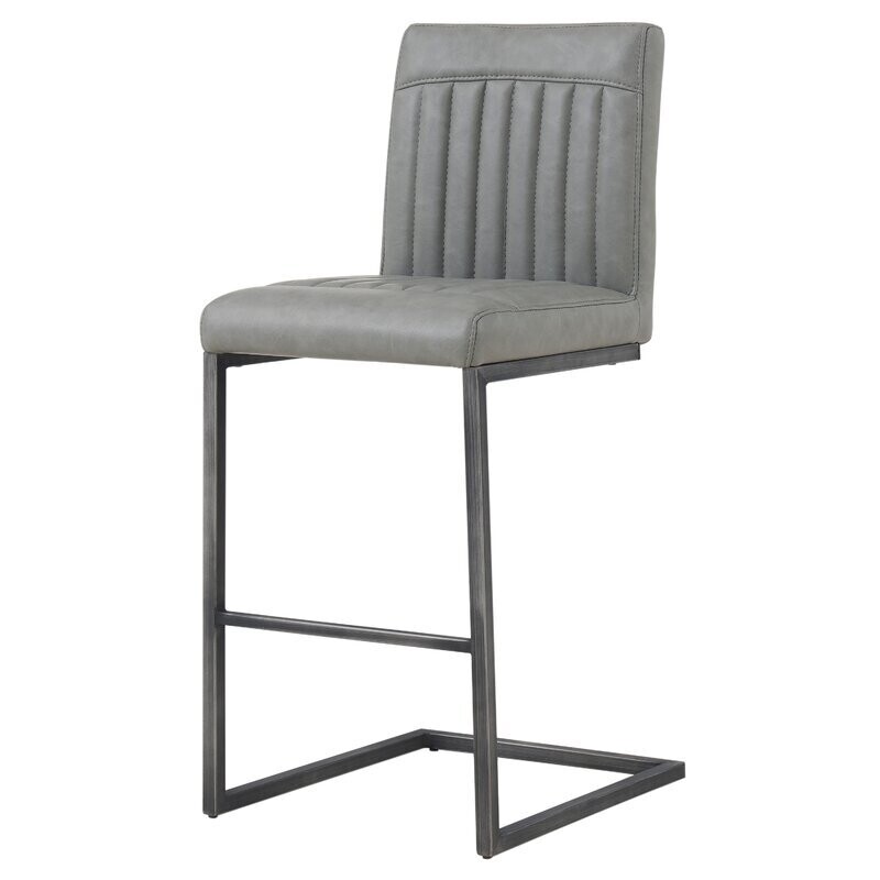 26&quot; Modern Faux Leather Counter Barstool in Antique Graphite (Set of 2)