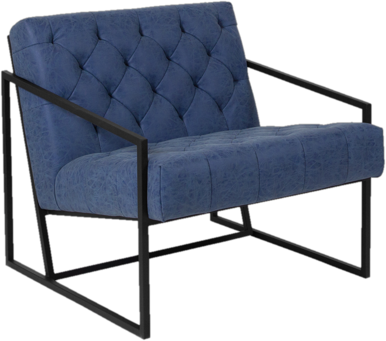29&quot; Wide Tufted Faux Leather Accent Chair in Retro Blue (Set of 2)