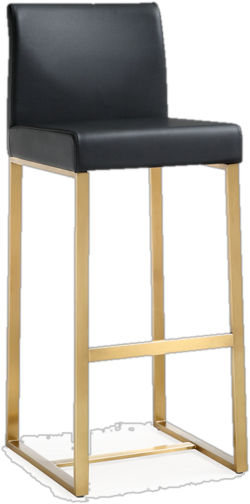 30.7&quot; Modern TOV Barstool in Black/Gold (Set of 2)