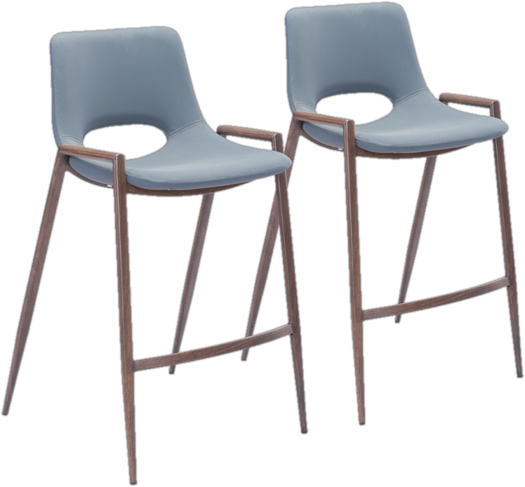 25.6&quot; Zuo Modern Faux Leather Barstool in Gray (Set of 2)