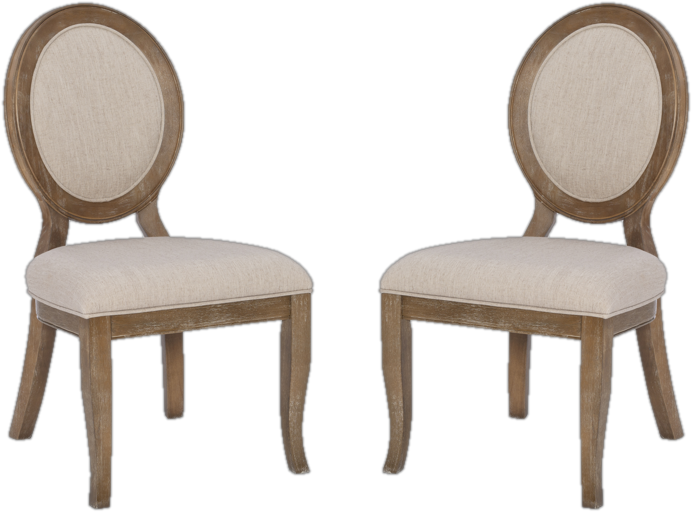 39&quot; Louis Back Side Chair in Cream/Brown (Set of 2)