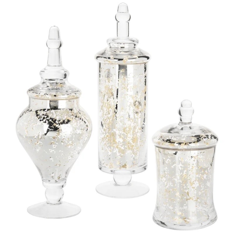 3 Piece Clear Glass Jar Set