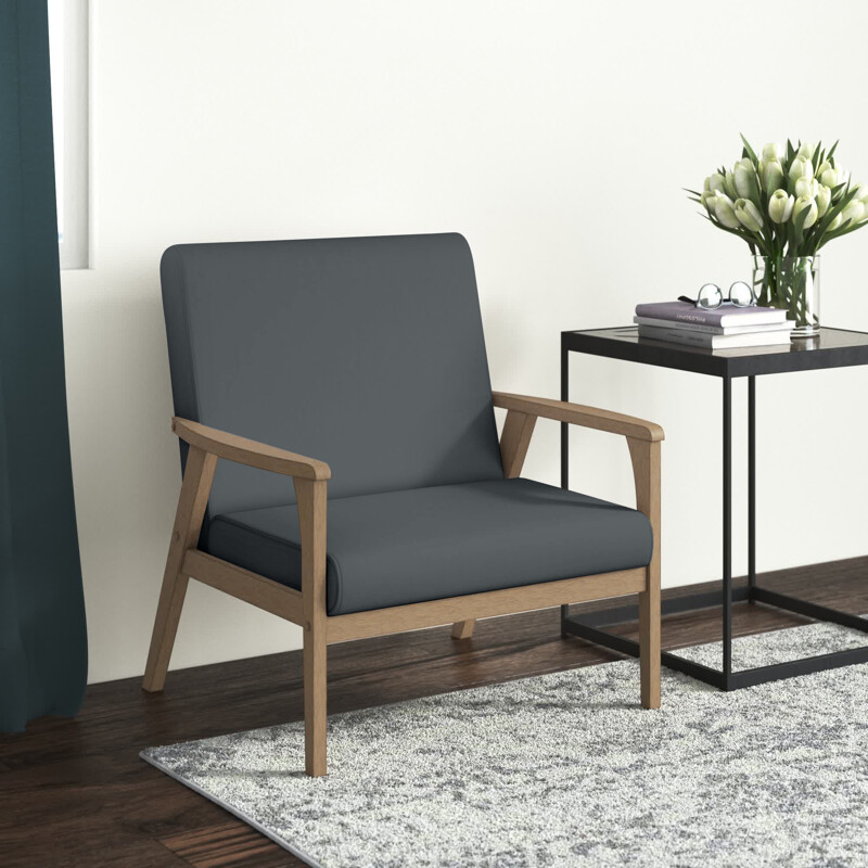 30&quot; Wide Midcentury Upholstered Armchair in Gray
