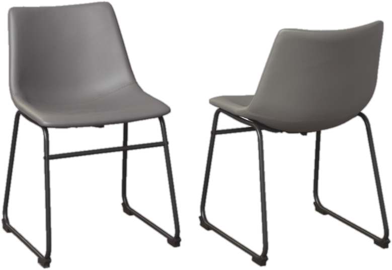 Upholstered Faux Leather Side Chair in Gray/Black (Set of 2)