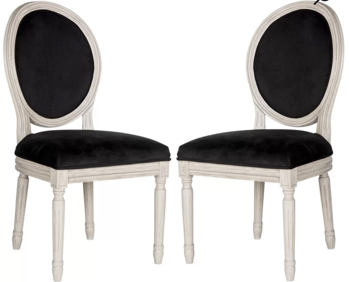 King Louis Back Side Chair in Gray Velvet (Set of 2)
