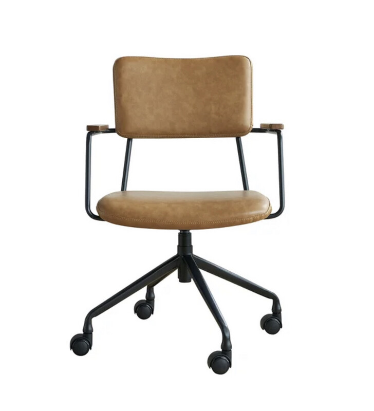 Modern Desk Chair in Camel Faux Leather
