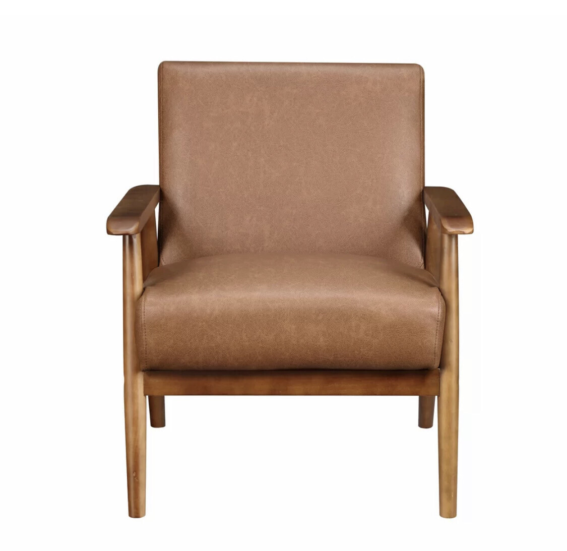 Midcentury Faux Leather Armchair in Cognac