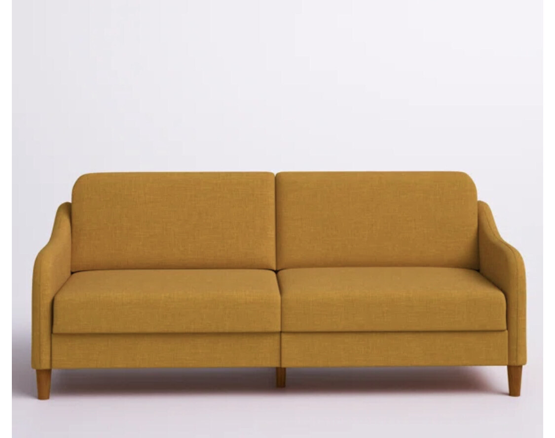 77” Round Arm Sleeper Sofa in Yellow