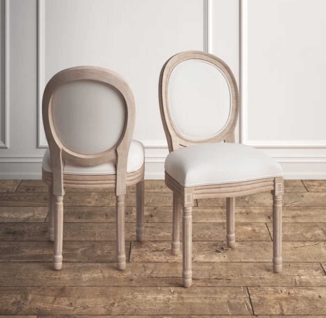 19&quot; Wide Linen Upholstered King Louis Back Side Chair in Beige (Set of 2)
