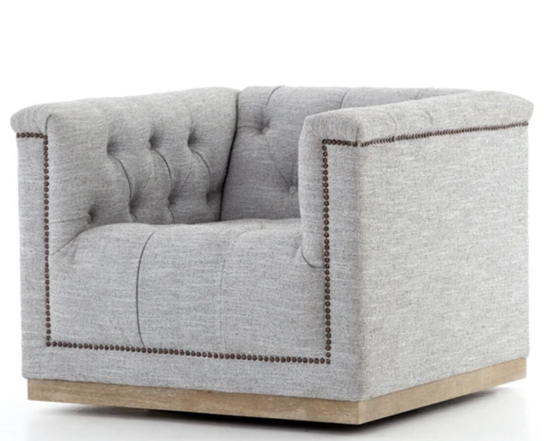 Tufted Polyester Swivel Armchair in Mason Gray