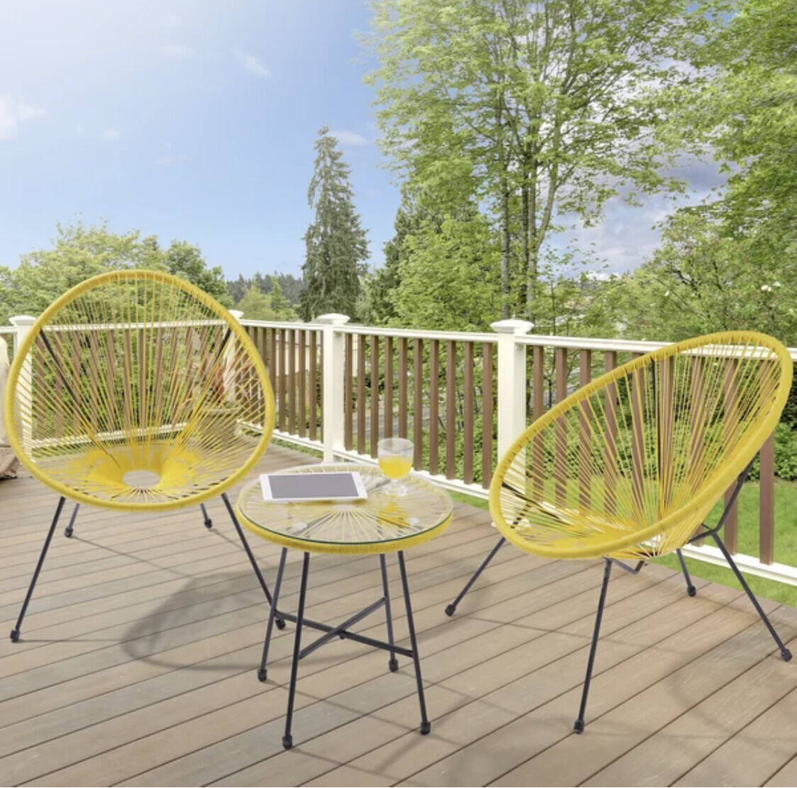 Patio Chair and Table Set in Yellow