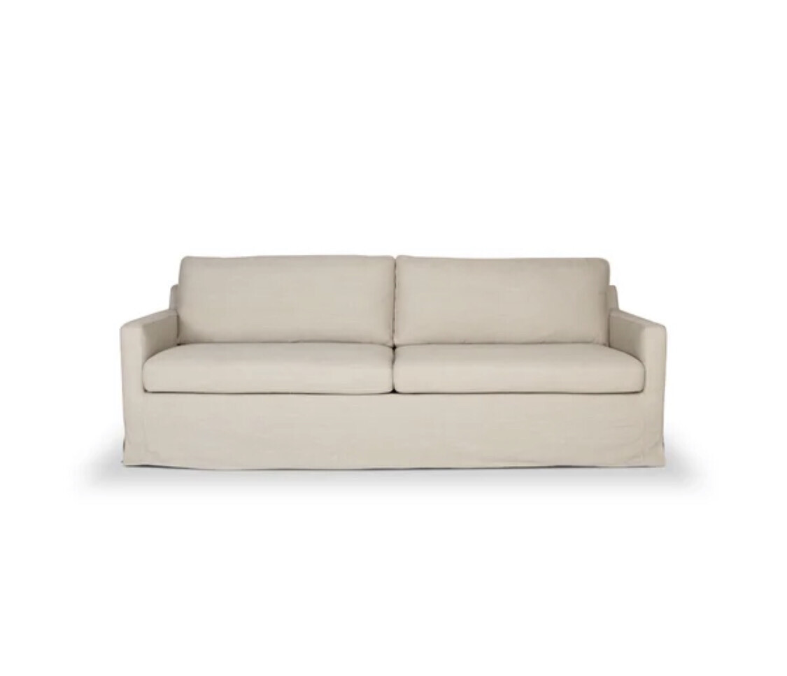 86&quot; Square Arm Slipcovered Sofa with Reversible Cushions in Natural