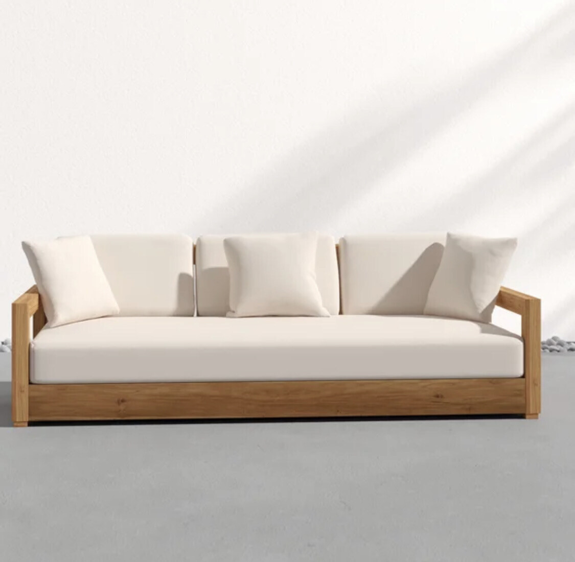 Safavieh Couture Teak Patio Sofa in Beige