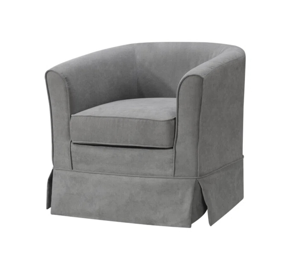28" Wide Swivel Barrel Chair in Light Gray