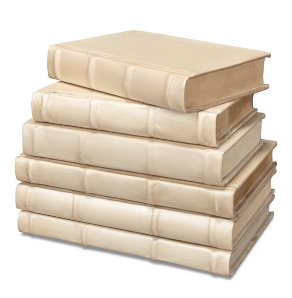 Set of 6 Leather Bound Books in Antique White