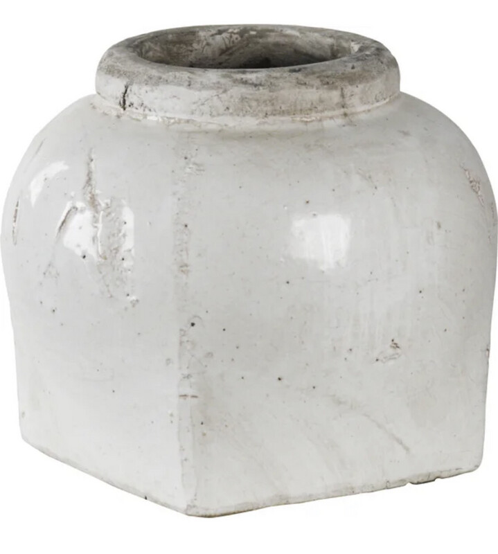 Large Pottery Table Vase in White