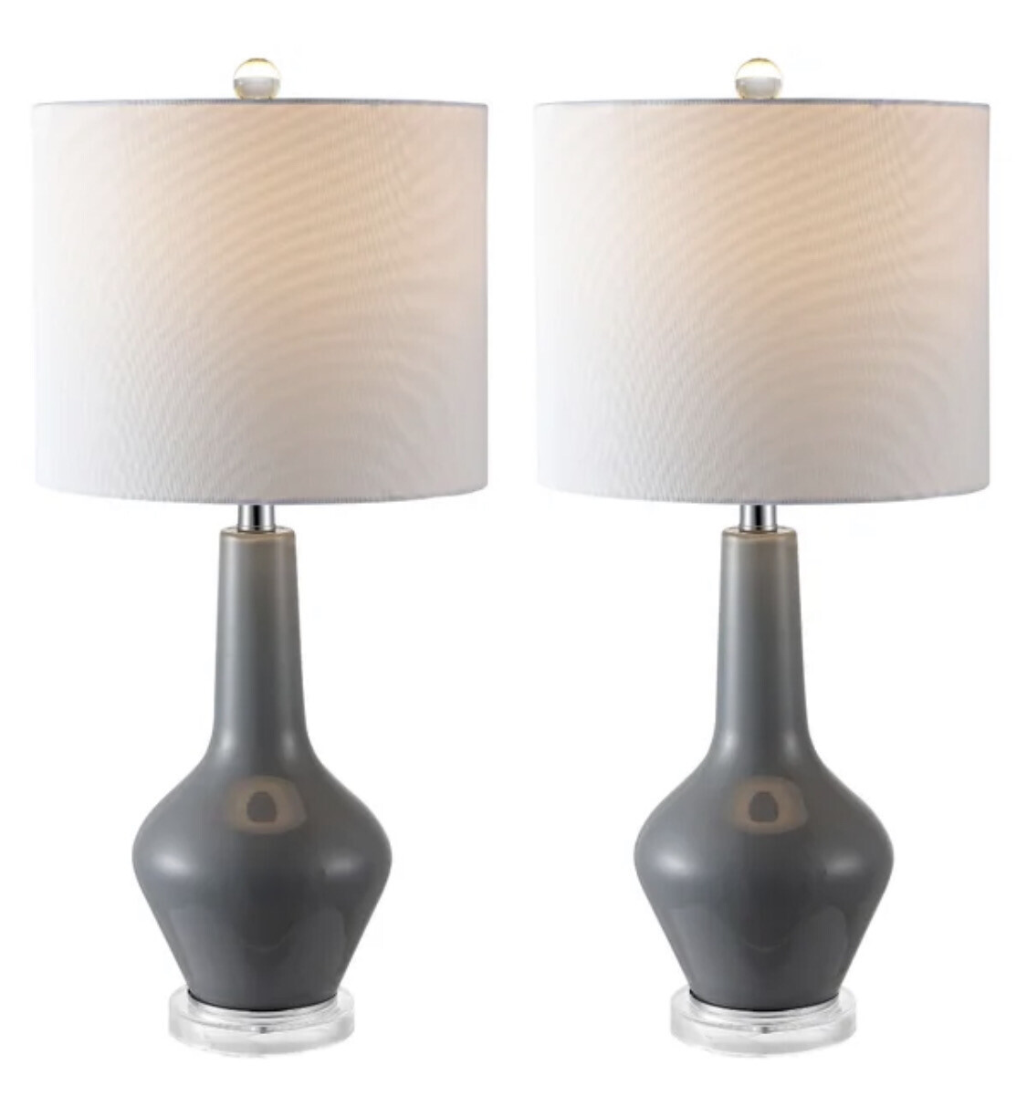 26-inch Smoked Glass Table Lamp in Gray (Set of 2)