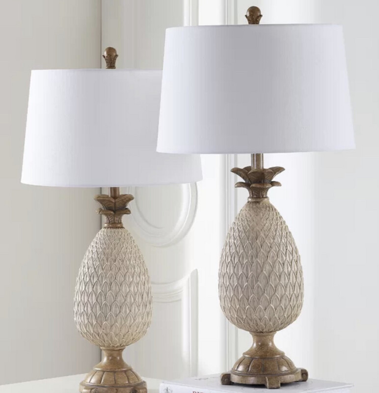 31-inch Pineapple Table Lamp in Cream (Set of 2)