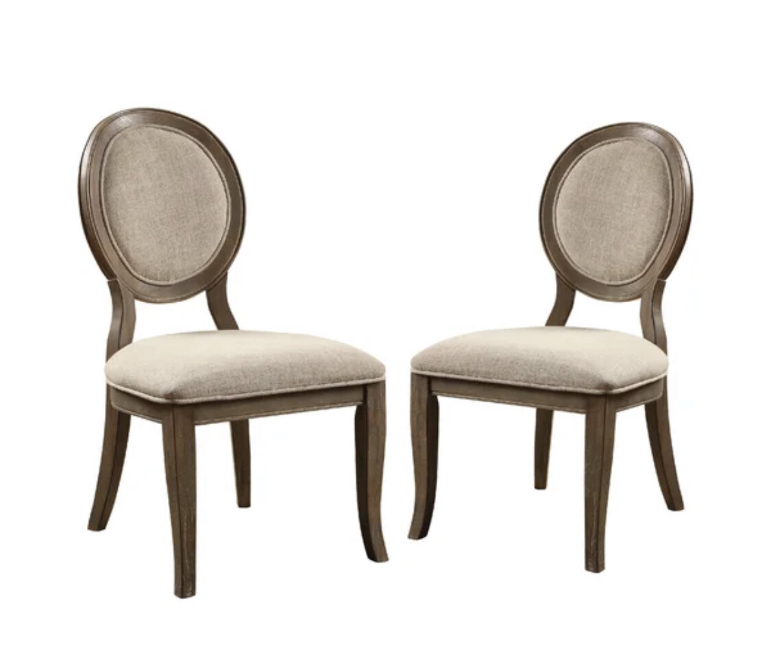 21&quot; Wide Solid Wood King Louis Back Side Chair in Beige (Set of 2)