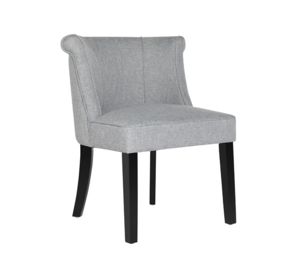 Classic Roll-back Upholstered Side Chair in Gray